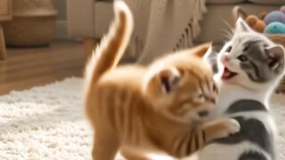 Two Adorable Kittens Having the Best Time