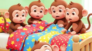 Five Little Monkeys Jumping on the Bed 🐒 | Funny Kids Nursery Rhyme | Baby Songs