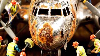 Miniature Workers Restore Rusty Vintage Airplane | Satisfying Macro Stop Motion & Lightning Transformation
