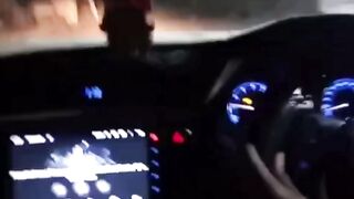 Car drive at night on city roads