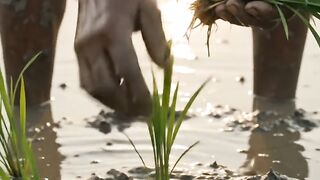 Planting rice seedlings in the mud 🌾👨‍🌾 | A farmer's hard work | Beautiful scenery of rural Bengal