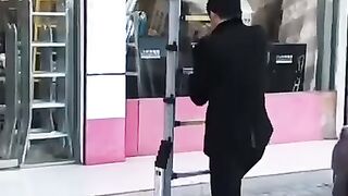 The ladder has an unusual design.