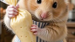 Tiny Hamster Makes a Giant Churro! 🐹🍫 | Mini Chef ASMR #Shorts