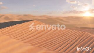 Flying Over Desert Dunes at Sunrise or Sunset