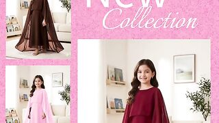 Kids Cap Shawl Chiffon Maxi | 6 Colours | Girls Fancy Party Wear | Rs. 1400 | Soomra Online Store