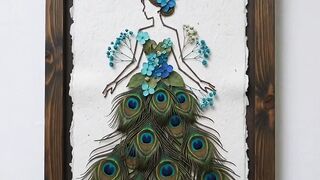 Stunning Nature Craft Wall Art | DIY Peacock Feather Dress #shorts