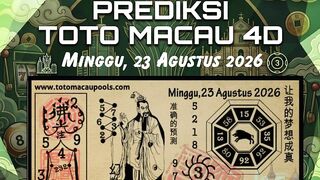 Prediksi Toto Macau 4D terbaru untuk hari Minggu, 23 Agustus 2026.