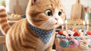Cat eat fake cake