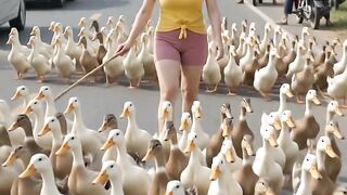 Taking ducks to the rice fields