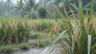 Heavy Rain on a Tropical Rice Field 🌧️ | Relaxing Rain Sounds for Sleep & Study