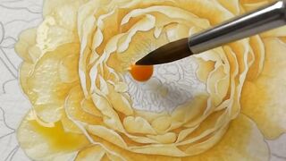 ASMR watercolour painting Yellow Rose