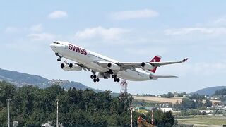 Swiss A340 Beautiful Take-Off on Runway 16 at Zurich Airport