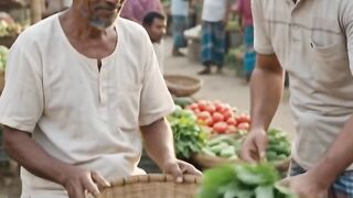 Farmers selling fresh vegetables 🌱🧺 | A beautiful scene of selling produce at the village market | Rural Bengal