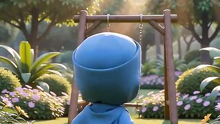 anak kecil sedang bermain ayunan