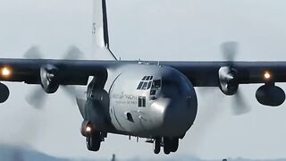Lockheed C-130H Hercules Close-Up Landing!