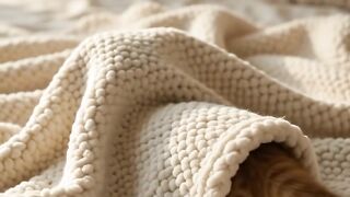 A playful kitten hiding underneath a soft blanket