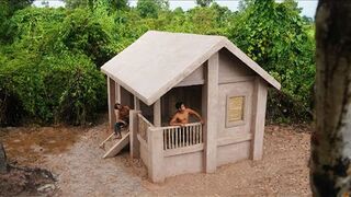 Build Best 100 Luxury Modern Style Simple House By Wood, Bamboo And Mud In Fores