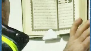 Despite his duty he does not forget his religious side In Erbil a traffic police officer recites Quran during daily hours