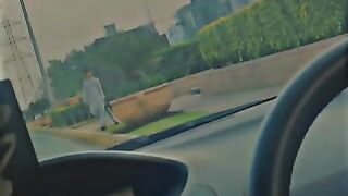 Car long drive in city housing society