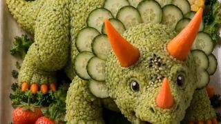 Epic T-Rex Dinosaur Rice Art & Bento Platter Creation: Creative Process Timelapse