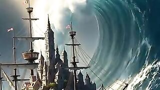 Title: The Mysterious Ship and the Giant Wave 🌊🚢 | AI Fantasy Scene