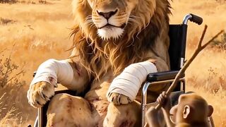 Monkey Teases a Sick Lion with a Stick 😂🐒🦁