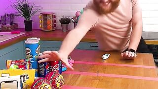 Epic Table Rolling Paper Challenge: Small Snacks vs iPhone!