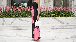 PRETTYGARDEN Women Summer Strapless Floral Maxi Mesh Bodycon Dress with Back Slit | Sexy Cocktail