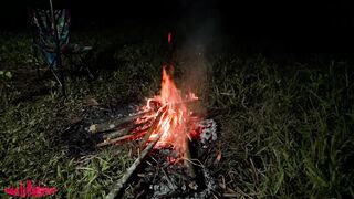 Beautiful Solo Girl Solo Camping in Soft Rain