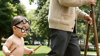 Granfpa and baby reaction starts