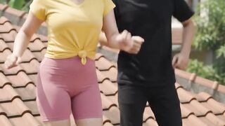 Dancing on the roof tiles together and getting scolded by the neighbors