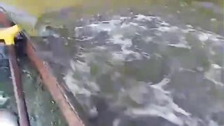 Fishing adventure in the river in the interior of the forest