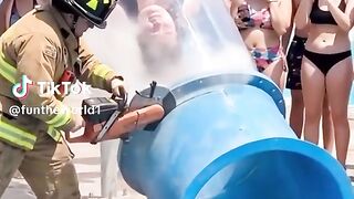 Fat Woman Stuck in Water Pipe
