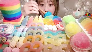 Rainbow Dessert 🌈 Shaved Ice, Frozen Wax Candy Bottles & Jelly Amber Candy | No Talking part 1
