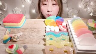 Rainbow Dessert 🌈 Shaved Ice, Frozen Wax Candy Bottles & Jelly Amber Candy | No Talking part 2