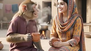 Mitti_Ke_Kulhad_Mein_Chai_Aur_Bandar_Aur_Ladki_Ki_Dostana_Baatein_😗😜🐒