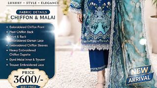 Premium Luxury Chiffon Collection Now Available! 🌸 Beautiful embroidery, premium chiffon fabric aur elegant design 😍 💰 Price: Rs. 3600/-