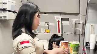 Beautiful flight attendant preparing for onboard sales.mp4