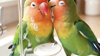 love birds She thought he bought her a new phone… 😭📱🦜  #FunnyParrot #ParrotCouple