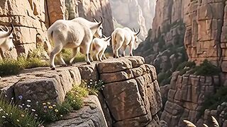 Mountain Goats Discover a Hidden Canyon 🌄🐐 | Peaceful Nature