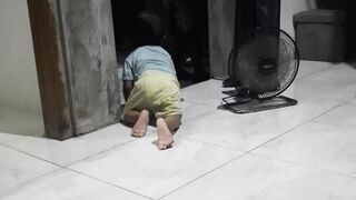 Cute baby in the dark