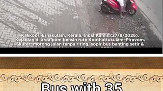 Bus with 35 overturns swerving to avoid sudden turn — bruises only, no deaths.