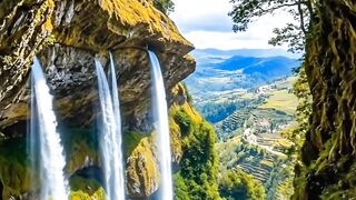 Hidden Cave Waterfall Paradise | Relaxing Nature Scenery for Stress Relief
