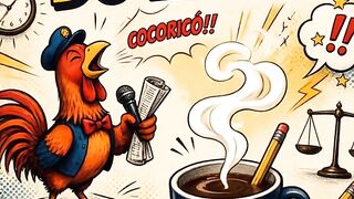 Galo Repórter Vintage - Comic de Jornal com Café e Justiça | Dr. Ribeiro