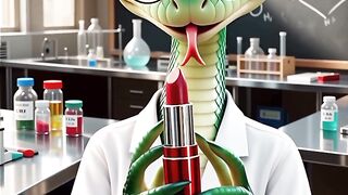 🐍💄 The Snake’s Mysterious Lipstick Experiment!