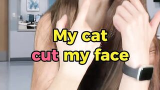 My cat cut my face