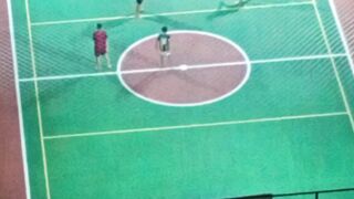 Playing Soccer with friends in Brazil.