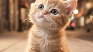 Cat watches butterfly on sidewalk