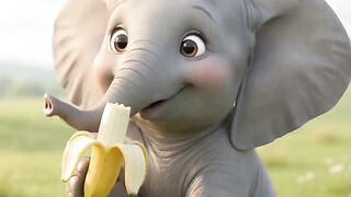 Cute Elephant Enjoying a Banana! 🐘🍌