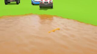 A muddy puddle is in the foreground